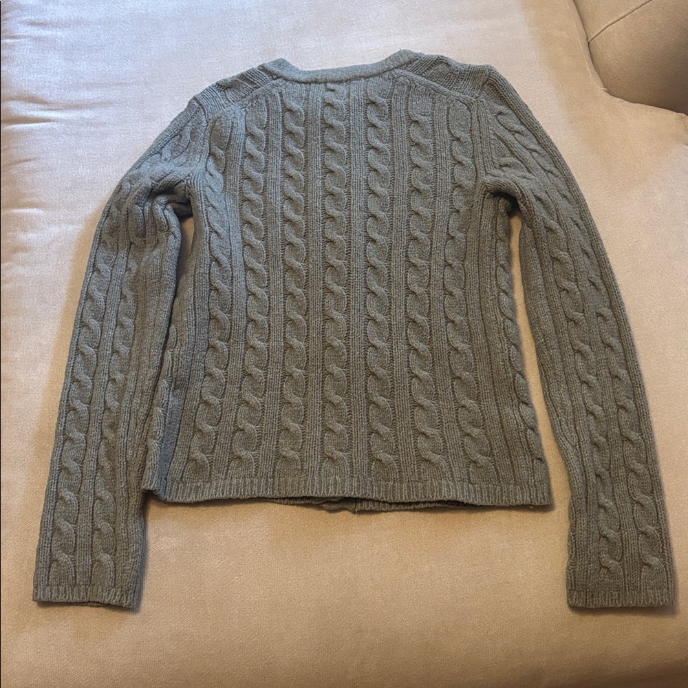 Abercrombie & Fitch Cable Knit Cardigan in Sage Green - Picture 5 of 5